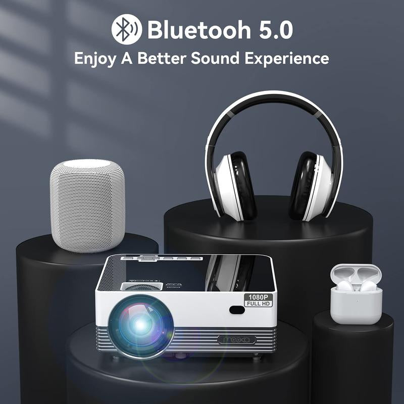 1080P Wifi Bluetooth MOOKA Upgraded 8500L HD Video Compatible with Ios Android/Pc/Tv Stick/Ps4 Audio Portable Projector Screen Speaker Connection
