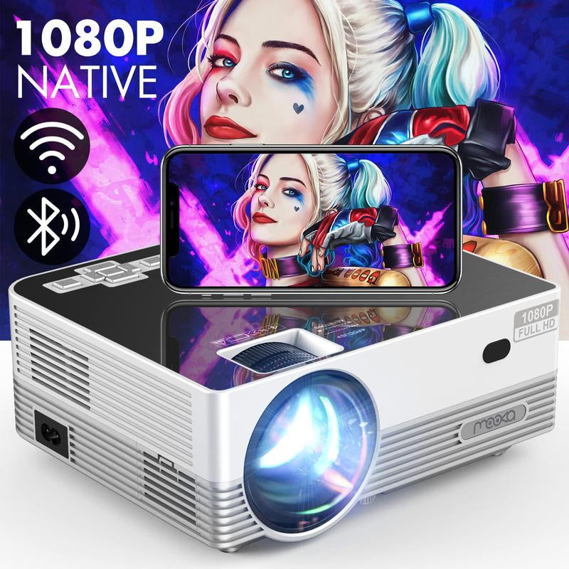 1080P Wifi Bluetooth MOOKA Upgraded 8500L HD Video Compatible with Ios Android/Pc/Tv Stick/Ps4 Audio Portable Projector Screen Speaker Connection