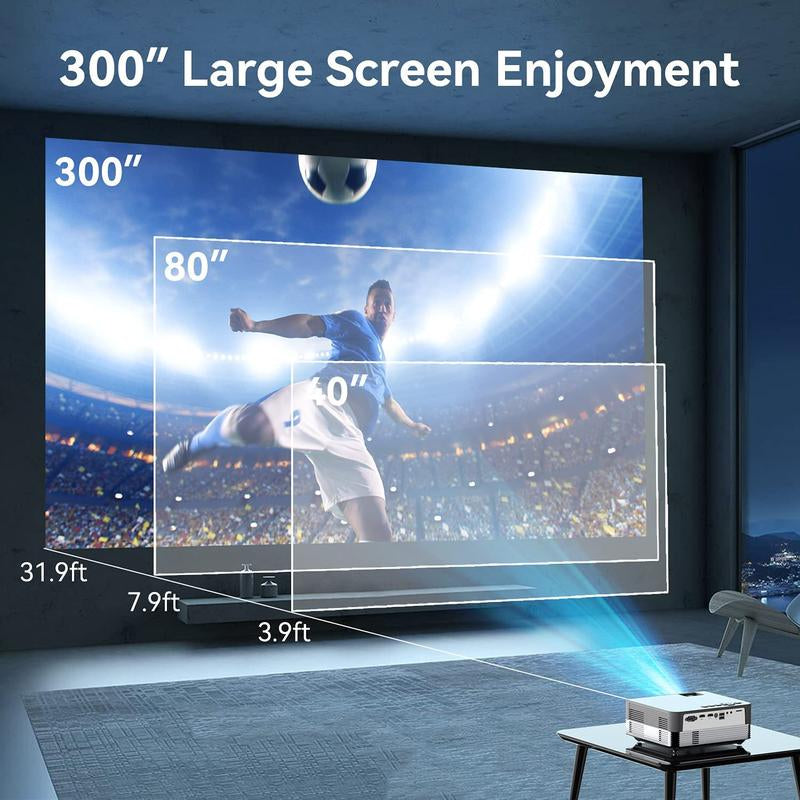 1080P Wifi Bluetooth MOOKA Upgraded 8500L HD Video Compatible with Ios Android/Pc/Tv Stick/Ps4 Audio Portable Projector Screen Speaker Connection