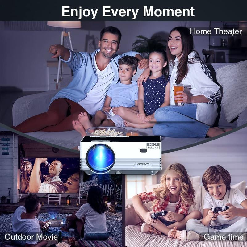 1080P Wifi Bluetooth MOOKA Upgraded 8500L HD Video Compatible with Ios Android/Pc/Tv Stick/Ps4 Audio Portable Projector Screen Speaker Connection